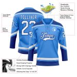 Personalized Electric Blue White-Royal Hockey Jersey with Lace Neck Design Personalized Electric Blue White-Royal Hockey
