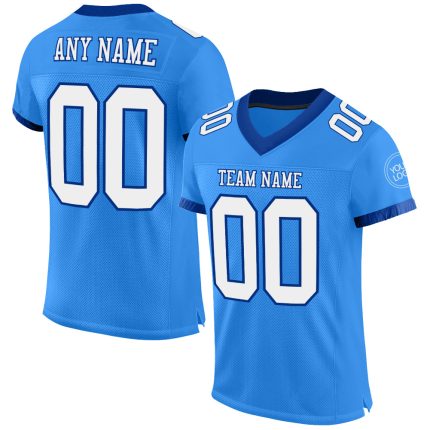Custom Authentic Football Jersey with Personalized Name and Number - Electric Blue White-Royal Mesh Personalized Electric