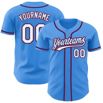 Custom Authentic Baseball Jersey with Electric Blue White Royal Red Design - Personalized Name and Number Personalized Electric