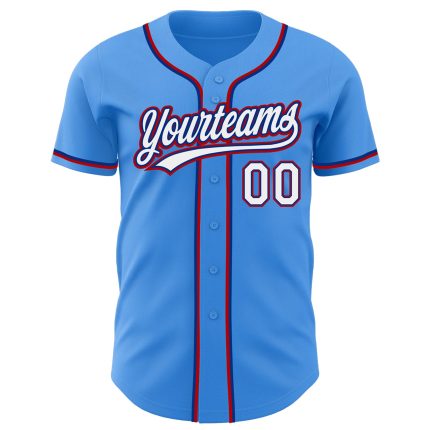 Custom Authentic Baseball Jersey with Electric Blue White Royal Red Design - Personalized Name and Number Personalized Electric