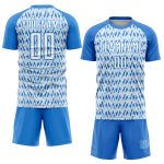 Custom Electric Blue White-Silver Geometric Soccer Jersey - Sublimation Uniform Personalized Electric Blue White-Silver Abstract