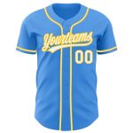 Personalized Electric Blue Yellow Baseball Jersey for Men and Women Personalized Electric Blue White-Yellow Baseball Jersey