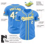Personalized Electric Blue Yellow Baseball Jersey for Men and Women Personalized Electric Blue White-Yellow Baseball Jersey