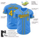 Custom Authentic Baseball Jersey with Personalized Name and Number - Electric Blue Yellow-Black Design Personalized Electric