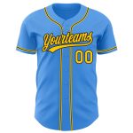 Custom Authentic Baseball Jersey with Personalized Name and Number - Electric Blue Yellow-Black Design Personalized Electric