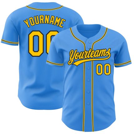 Custom Electric Blue Yellow Black Baseball Jersey for Men and Women Personalized Electric Blue Yellow-Black Baseball Jersey