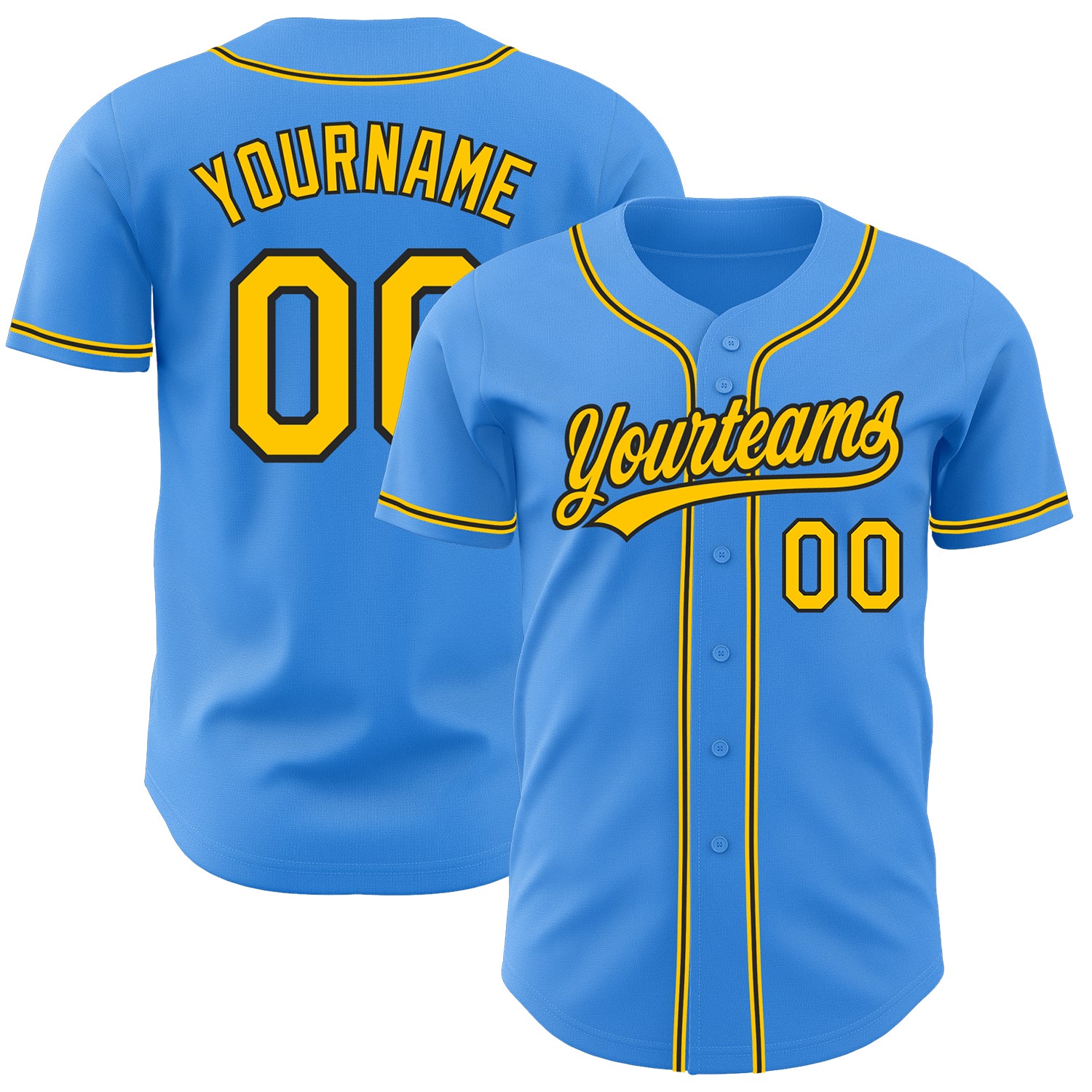 Custom Electric Blue Yellow Black Baseball Jersey for Men and Women Personalized Electric Blue Yellow-Black Baseball Jersey