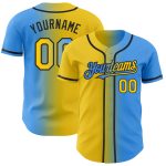 Personalized Electric Blue Yellow Black Gradient Fashion Jersey Baseball Personalized Electric Blue Yellow-Black Gradient