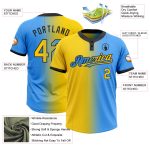 Custom Name Number Unisex Two-Button Softball Jersey - Electric Blue Yellow Black Gradient Fashion Design Personalized Electric