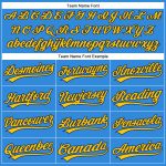 Custom Authentic Baseball Jersey - Personalized Electric Blue Yellow-Navy with Team Name & Number Personalized Electric Blue