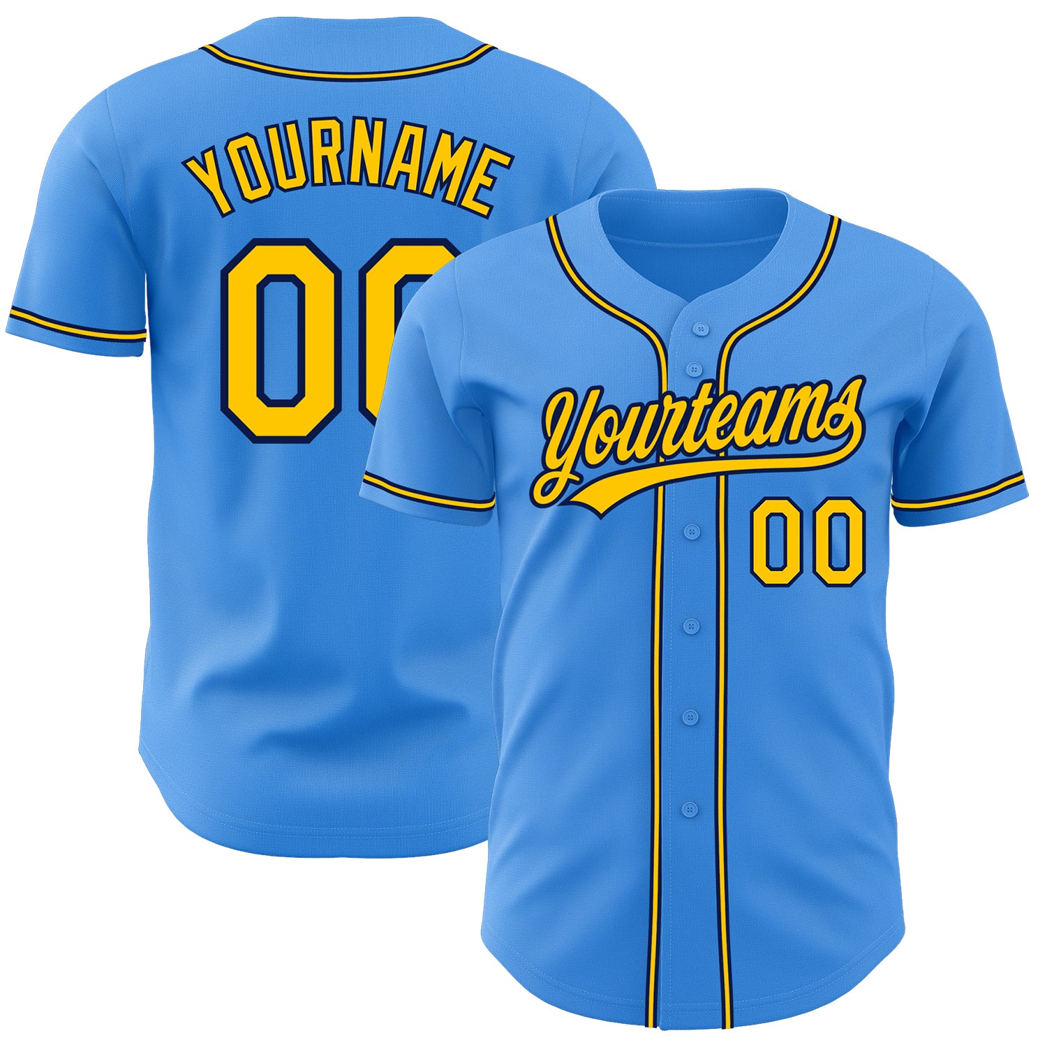 Personalized Electric Blue Yellow Navy Baseball Jersey for Custom Team Wear Personalized Electric Blue Yellow-Navy Baseball