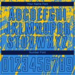 Custom Electric Blue Yellow Navy Soccer Jersey with Personalized Name and Number - Sublimation Team Uniform Personalized