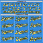 Personalized Electric Blue Yellow Royal Two-Tone Varsity Letterman Bomber Jacket Personalized Electric Blue Yellow-Royal