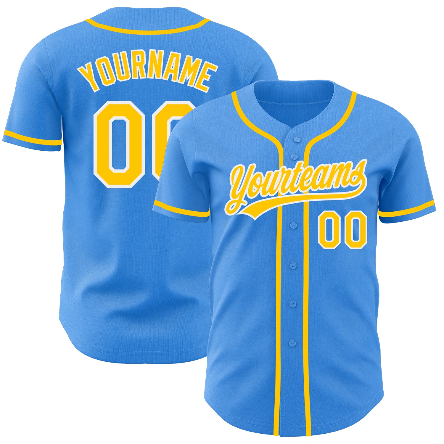 Custom Name and Number Personalized Electric Blue Yellow-White Baseball Jersey - Authentic Team Apparel Personalized Electric