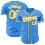 Personalized Electric Blue and Yellow Baseball Jersey - Custom Team Uniform Personalized Electric Blue Yellow-White Baseball