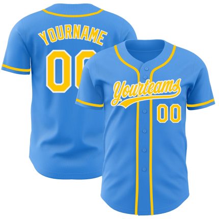 Personalized Electric Blue and Yellow Baseball Jersey - Custom Team Uniform Personalized Electric Blue Yellow-White Baseball