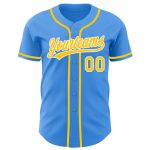 Personalized Electric Blue and Yellow Baseball Jersey - Custom Team Uniform Personalized Electric Blue Yellow-White Baseball
