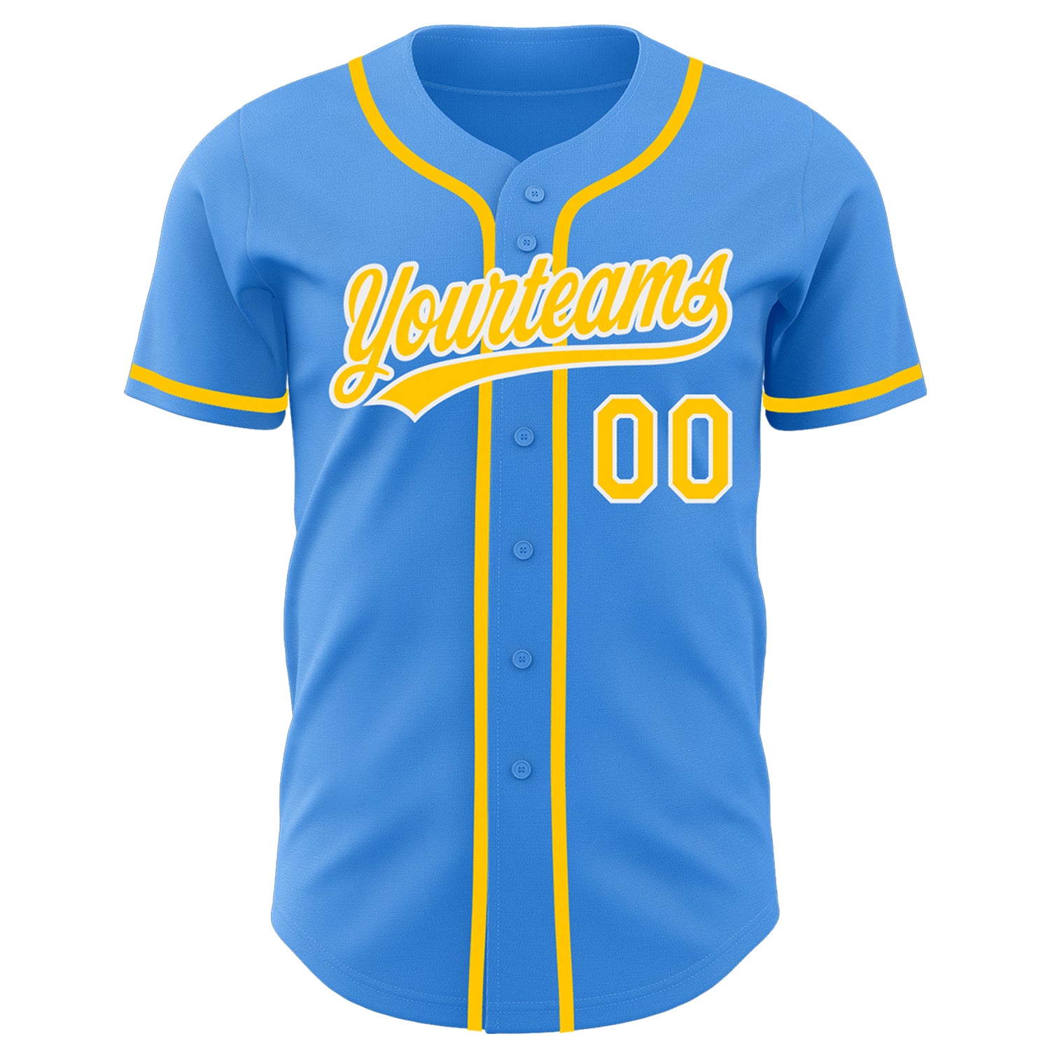 Personalized Electric Blue and Yellow Baseball Jersey - Custom Team Uniform Personalized Electric Blue Yellow-White Baseball - Image 2