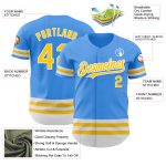 Personalized Electric Blue Yellow White Baseball Jersey for Men and Women Personalized Electric Blue Yellow-White Line Baseball
