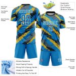 Personalized Electric Blue Yellow White Soccer Jersey Uniform Sublimation Personalized Electric Blue Yellow-White Sublimation