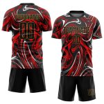 Custom Black and Old Gold Sublimation Soccer Jersey - Personalized Figure Design Personalized Figure Black-Old Gold Sublimation
