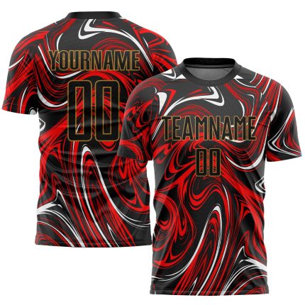 Custom Soccer Jersey Personalized Figure Black Gold Sublimation Team Uniform with Name and Number Personalized Figure Black-Old