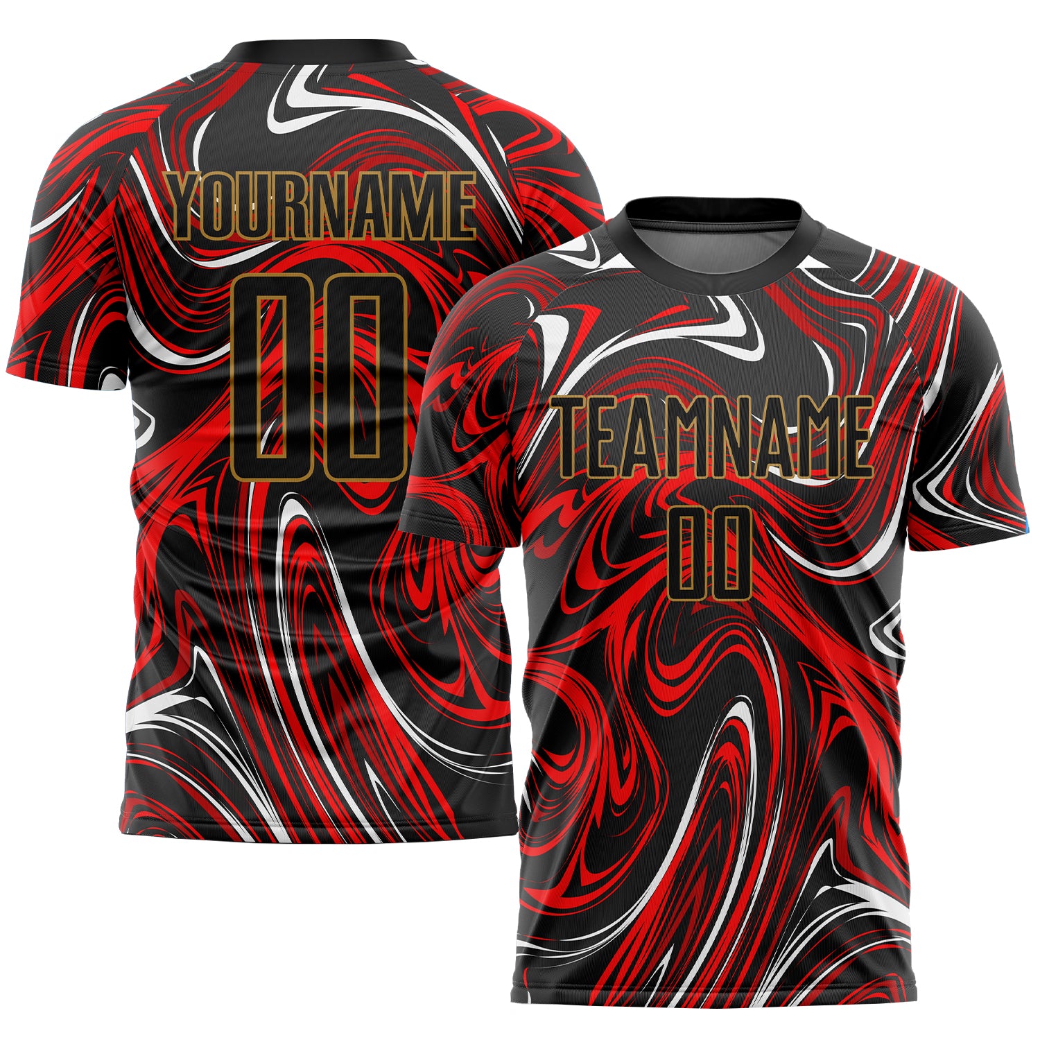Custom Soccer Jersey Personalized Figure Black Gold Sublimation Team Uniform with Name and Number Personalized Figure Black-Old