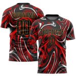 Custom Black and Old Gold Sublimation Soccer Jersey - Personalized Figure Design Personalized Figure Black-Old Gold Sublimation