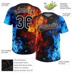 Personalized 3D Flame Black-White Unisex Softball Jersey - Custom Two-Button Design Personalized Figure Black-White 3D Flame