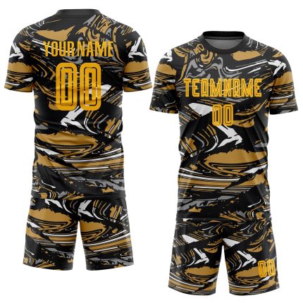Custom Gold Soccer Jersey - Old Gold Sublimation Personalized Figure Uniform Personalized Figure Gold-Old Gold Sublimation