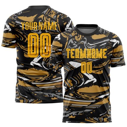 Custom Gold Soccer Jersey - Old Gold Sublimation Personalized Figure Uniform Personalized Figure Gold-Old Gold Sublimation