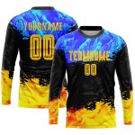 Custom Gold-Royal Sublimation Soccer Jersey - Personalized Uniform for Team Sports Personalized Figure Gold-Royal Sublimation