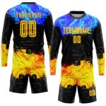 Custom Gold-Royal Sublimation Soccer Jersey - Personalized Uniform for Team Sports Personalized Figure Gold-Royal Sublimation