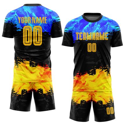 Custom Name and Number Soccer Jersey Team - Personalized Gold-Royal Sublimation Figure Uniform Personalized Figure Gold-Royal