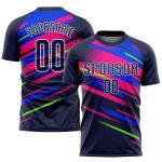 Custom Name Number Soccer Jersey - Personalized Navy Royal-Pink Sublimation Uniform Personalized Figure Navy Royal-Pink Sublimation