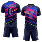 Custom Name Number Soccer Jersey - Personalized Navy Royal-Pink Sublimation Uniform Personalized Figure Navy Royal-Pink Sublimation