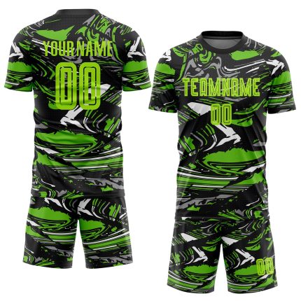 Personalized Neon Green Soccer Jersey - Aurora Green Sublimation Uniform Personalized Figure Neon Green-Aurora Green Sublimation