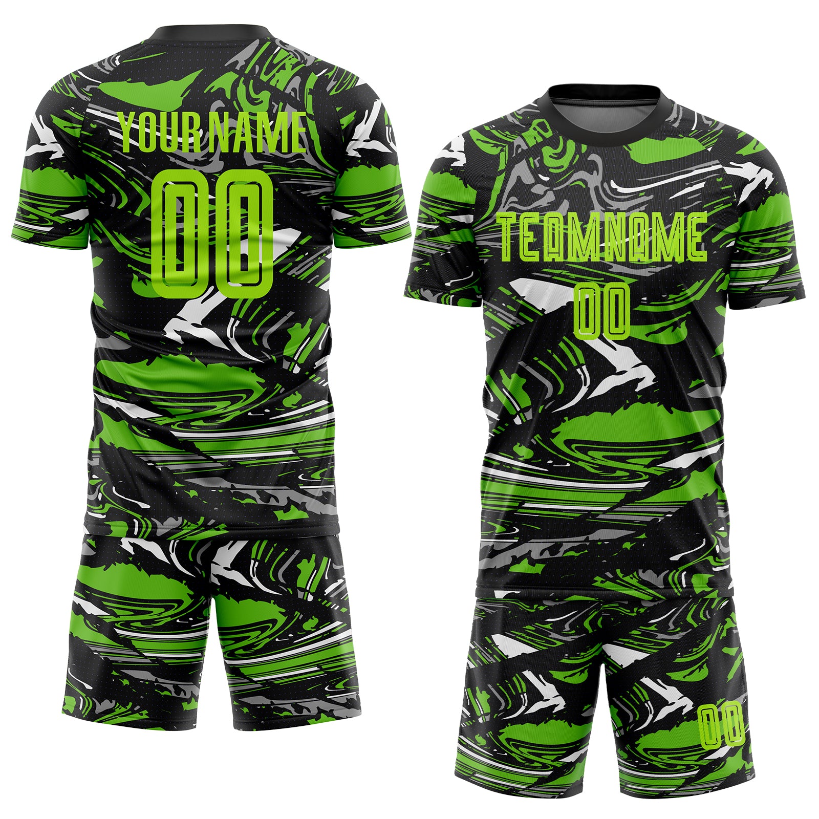 Personalized Figure Neon Green-Aurora Green Sublimation Soccer Uniform Jersey Team Custom Name and Number Custom Sublimation Soccer Jersey with Personalized Name & Number in Neon Green/Aurora Green - Team Uniform Personalized Figure - Image 2