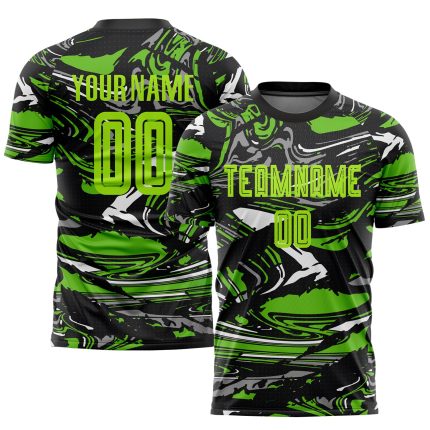 Custom Sublimation Soccer Jersey with Personalized Name & Number in Neon Green/Aurora Green - Team Uniform Personalized Figure
