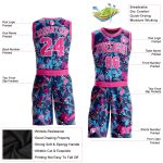 Custom Name and Number Pink-Light Blue Basketball Jersey for Team - Personalized Sublimation Round Neck Suit Personalized