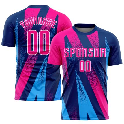 Personalized Pink-Royal Soccer Jersey - Custom Sublimation Uniform Figure Personalized Figure Pink-Royal Sublimation Soccer