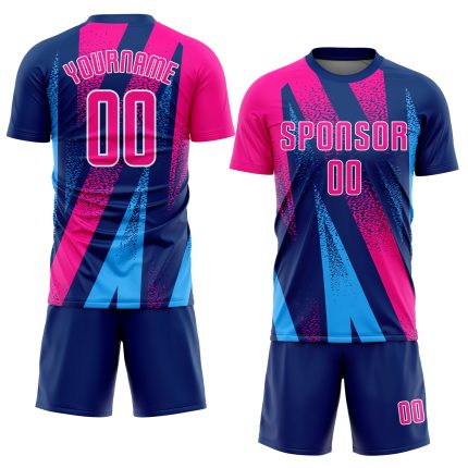 Personalized Pink-Royal Soccer Jersey - Custom Sublimation Uniform Figure Personalized Figure Pink-Royal Sublimation Soccer