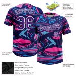 Custom Name Number Softball Jersey Unisex Two-Button 3D Pattern Purple Navy-Pink Personalized Personalized Figure Purple