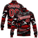 Custom Name and Number 3D Pattern Bomber Jacket Red-Black Varsity Letterman Full-Snap Personalized Figure Design Personalized