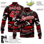 Custom Name and Number 3D Pattern Bomber Jacket Red-Black Varsity Letterman Full-Snap Personalized Figure Design Personalized