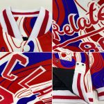 Custom Personalized Varsity Letterman Jacket with Name and Number - Red-Royal 3D Bomber Design Personalized Figure Red-Royal