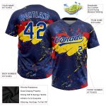 Custom Team Name Number Personalized Unisex Softball Jersey 3D Gold Red Two-Button Design Personalized Figure Royal Gold-Red