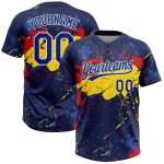 Personalized Royal Gold-Red 3D Softball Jersey - Unisex Two-Button Design Personalized Figure Royal Gold-Red 3D Two-Button