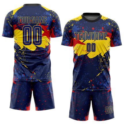 Royal-Gold Soccer Jersey - Personalized Sublimation Uniform for Fans and Players Personalized Figure Royal-Gold Sublimation