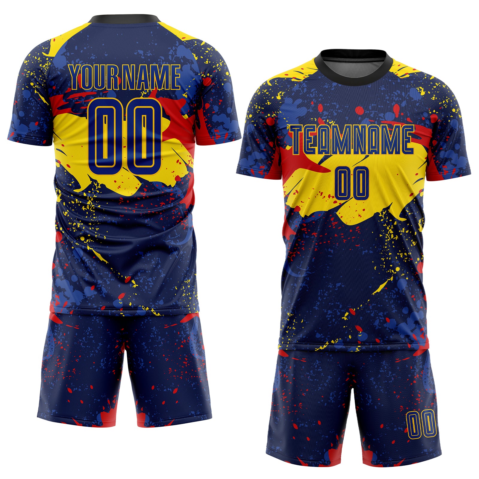 Custom Name and Number Soccer Jersey - Personalized Royal-Gold Sublimation Uniform for Team Personalized Figure Royal-Gold